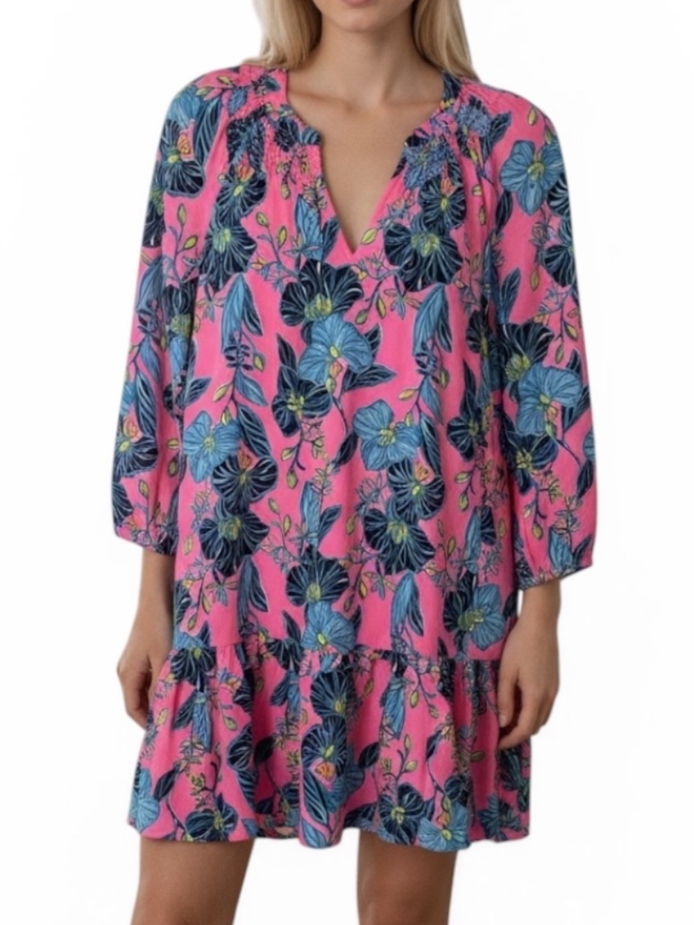 Lilly Pulitzer Lucee Long Sleeve Dress Pink Isle Blooming For You Style# 009192